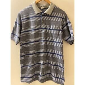 Vintage Penguin Club Mens‎ Size Medium Polo Striped Collar Buttons Golf